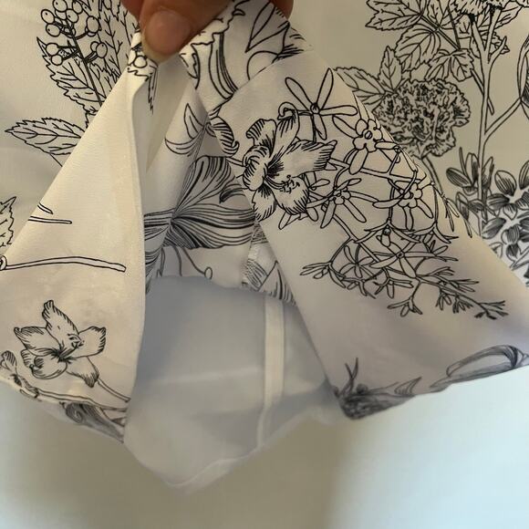 Banana Republic Shift Dress Sz 4P Monochrome Office Botanical Pleated Minimalist - Picture 10 of 14